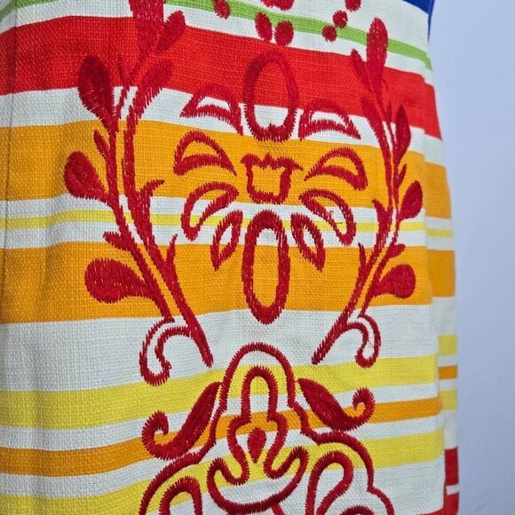 Tabitha Dress Size 2 Anthropologie Stripe Dress Embroidered Colorful - Picture 4 of 7